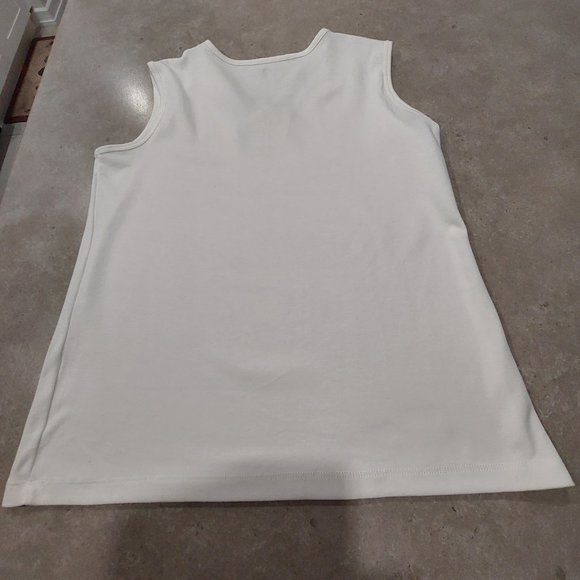 ALIA Women's Cotton-Blend Sleeveless Top with Plaid Neckline Trim - Sz S/P - Picture 4 of 6